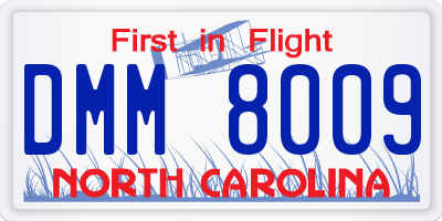 NC license plate DMM8009