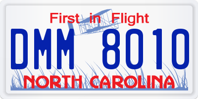 NC license plate DMM8010