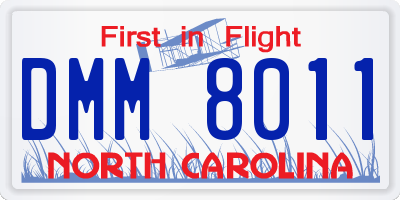 NC license plate DMM8011