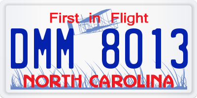NC license plate DMM8013