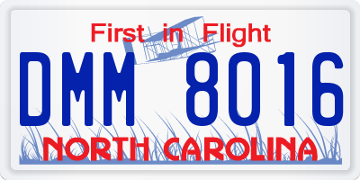 NC license plate DMM8016