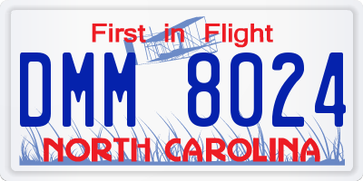 NC license plate DMM8024