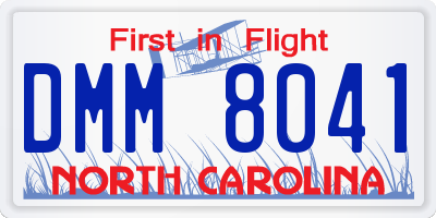 NC license plate DMM8041