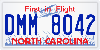 NC license plate DMM8042