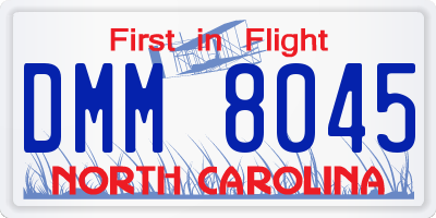 NC license plate DMM8045