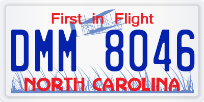 NC license plate DMM8046