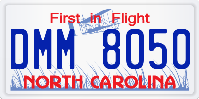 NC license plate DMM8050