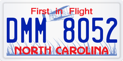 NC license plate DMM8052