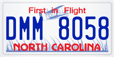 NC license plate DMM8058
