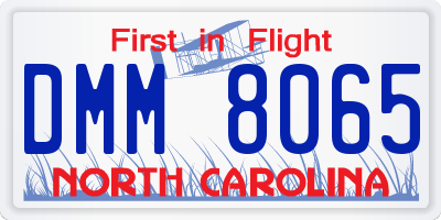 NC license plate DMM8065