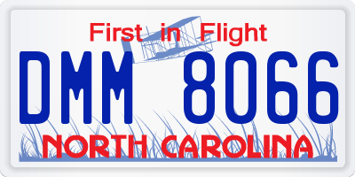 NC license plate DMM8066