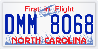 NC license plate DMM8068