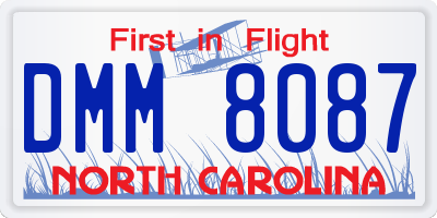 NC license plate DMM8087