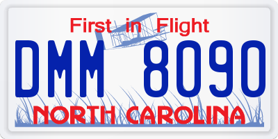NC license plate DMM8090