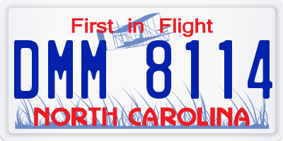 NC license plate DMM8114