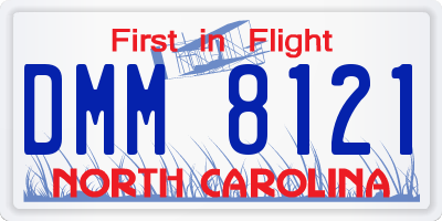 NC license plate DMM8121