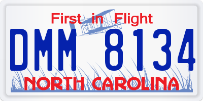NC license plate DMM8134