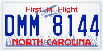 NC license plate DMM8144