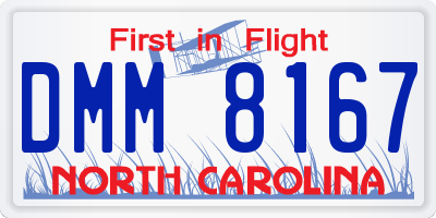 NC license plate DMM8167