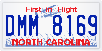 NC license plate DMM8169