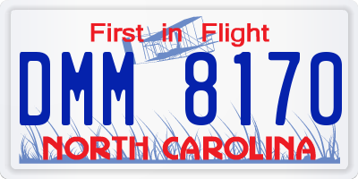 NC license plate DMM8170