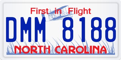 NC license plate DMM8188