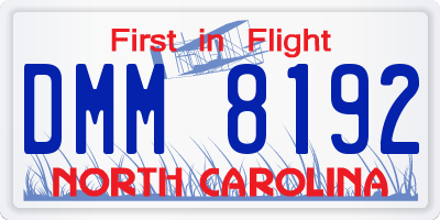 NC license plate DMM8192