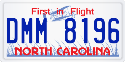 NC license plate DMM8196