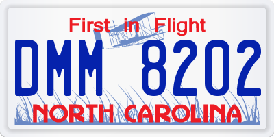 NC license plate DMM8202