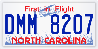 NC license plate DMM8207