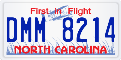 NC license plate DMM8214