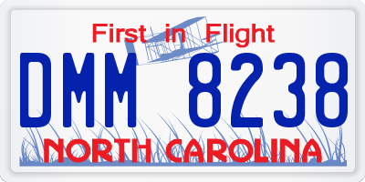 NC license plate DMM8238