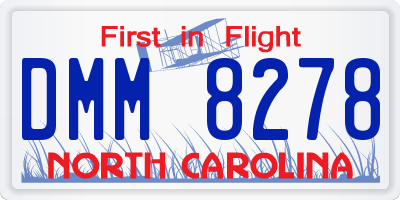 NC license plate DMM8278