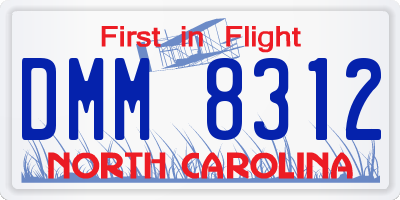 NC license plate DMM8312