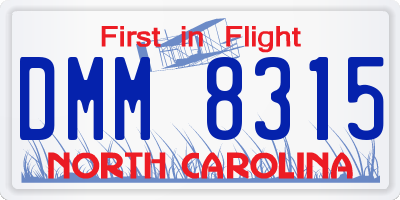 NC license plate DMM8315