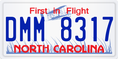 NC license plate DMM8317