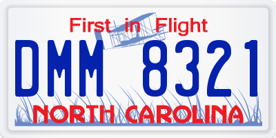 NC license plate DMM8321