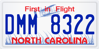 NC license plate DMM8322