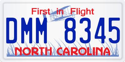 NC license plate DMM8345