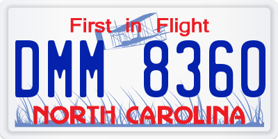 NC license plate DMM8360