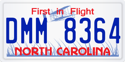 NC license plate DMM8364