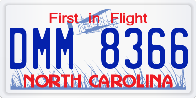 NC license plate DMM8366