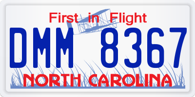 NC license plate DMM8367