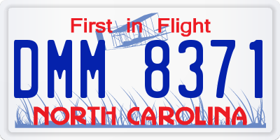 NC license plate DMM8371