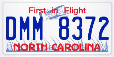 NC license plate DMM8372