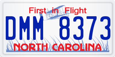 NC license plate DMM8373