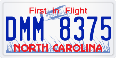 NC license plate DMM8375