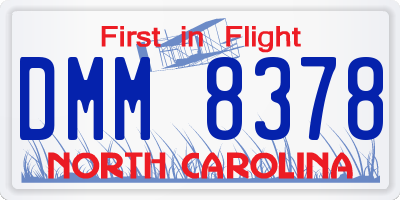 NC license plate DMM8378