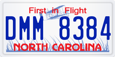 NC license plate DMM8384
