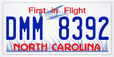 NC license plate DMM8392